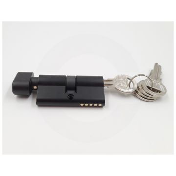 Цилиндр FUARO (100 ZA/60) 1000ZMKnob60 (25+10+25) BL чёрный ключ/поворотник