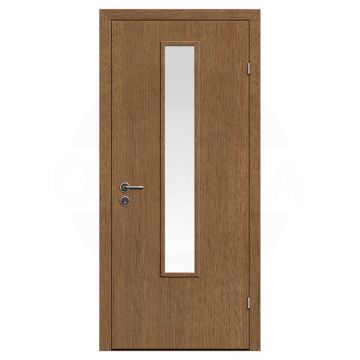 Дверь техническая деревянная со стеклом одностворчатая (Шпон) серия Интер мод.04