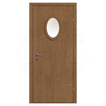 Дверь техническая деревянная со стеклом одностворчатая (Шпон) серия Интер мод.11