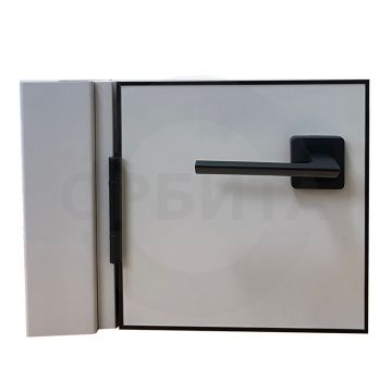 Дверь серая RAL7047 пластиковая одностворчатая KAPELLI-Classic Моноколор гладкий c алюминиевым торцом 
